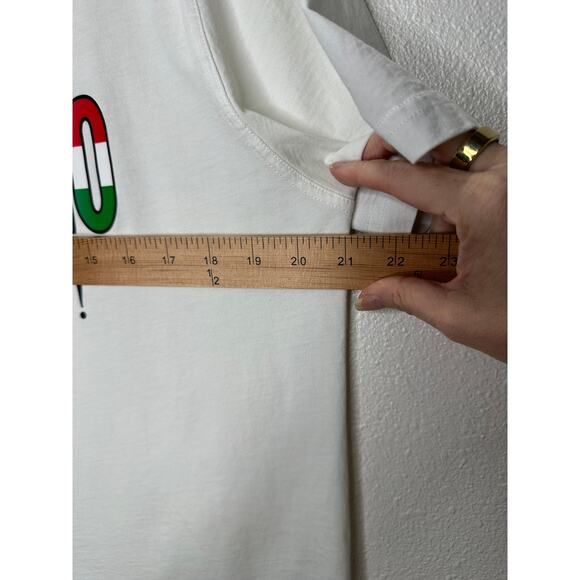 Moschino White Crewneck Short Sleeve Tee Italian Flag Moschino Graphic - Picture 11 of 11